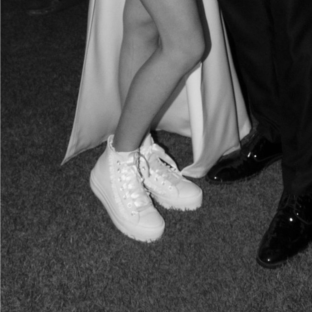 Converse Chuck Taylor Lift Hi Leather Sneakers with Ruffle Detail - Picture 2 of 9